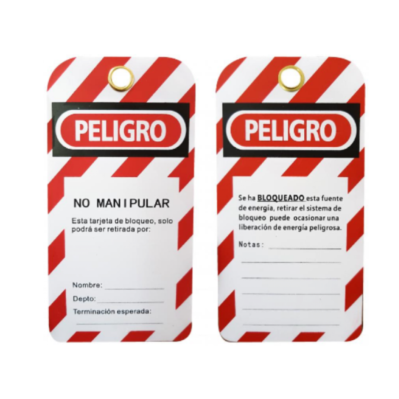 Etiqueta para bloqueo y etiquetado 1001 delgada "Peligro" paq. c/10 pzas. 1001 Safelock